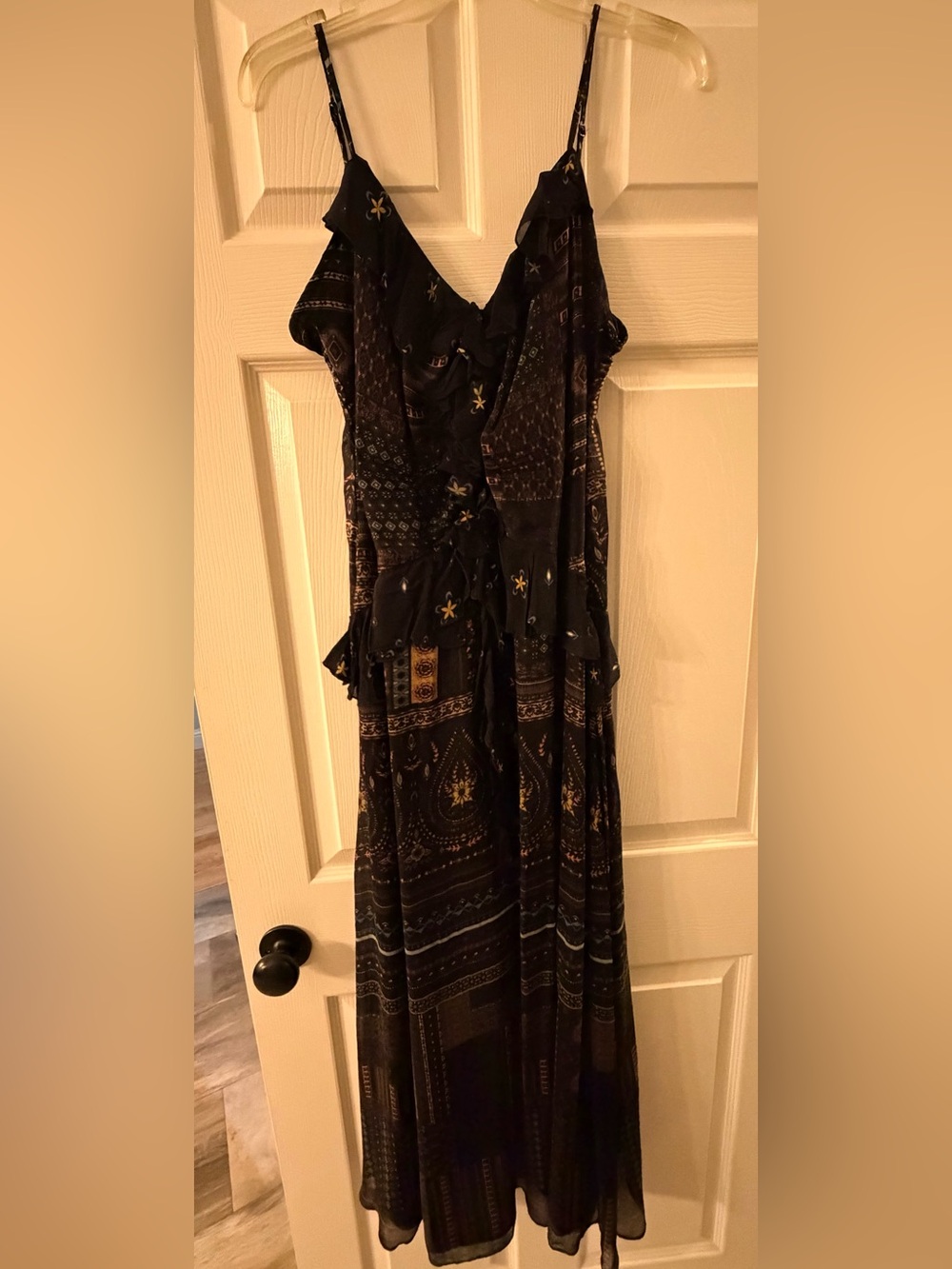 Women's Black Patterned Maxi Dress - Anthropologie